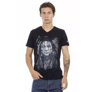 Trussardi Action Native American VNeck Tee Casual Style Men Black T-Shirts
